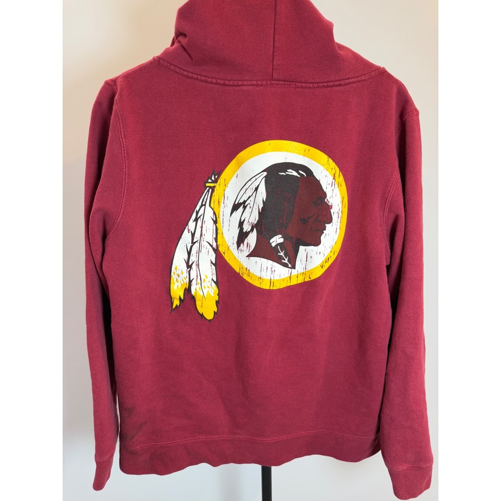 Washington Redskins Full Zip Hoodie Burgundy XL Distressed Back Graphic NFL